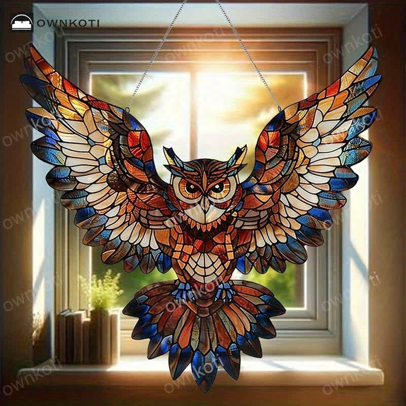 Decorazione da appendere alla casa a forma di gufo in acrilico per Halloween