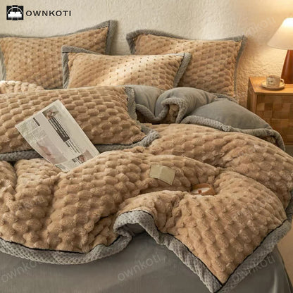 Set di biancheria da letto con copripiumino in morbida flanella (4 pezzi)