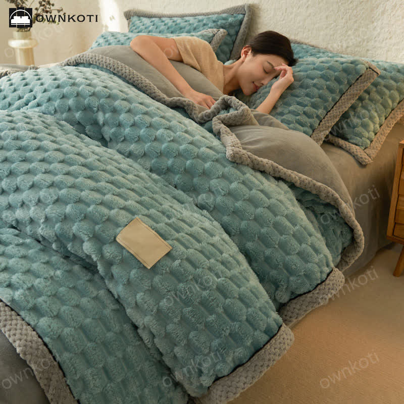 Set di biancheria da letto con copripiumino in morbida flanella (4 pezzi)