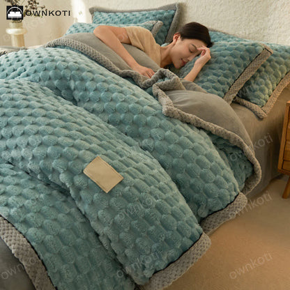 Set di biancheria da letto con copripiumino in morbida flanella (4 pezzi)