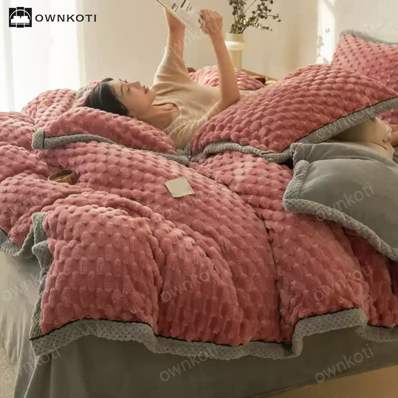 Set di biancheria da letto con copripiumino in morbida flanella (4 pezzi)