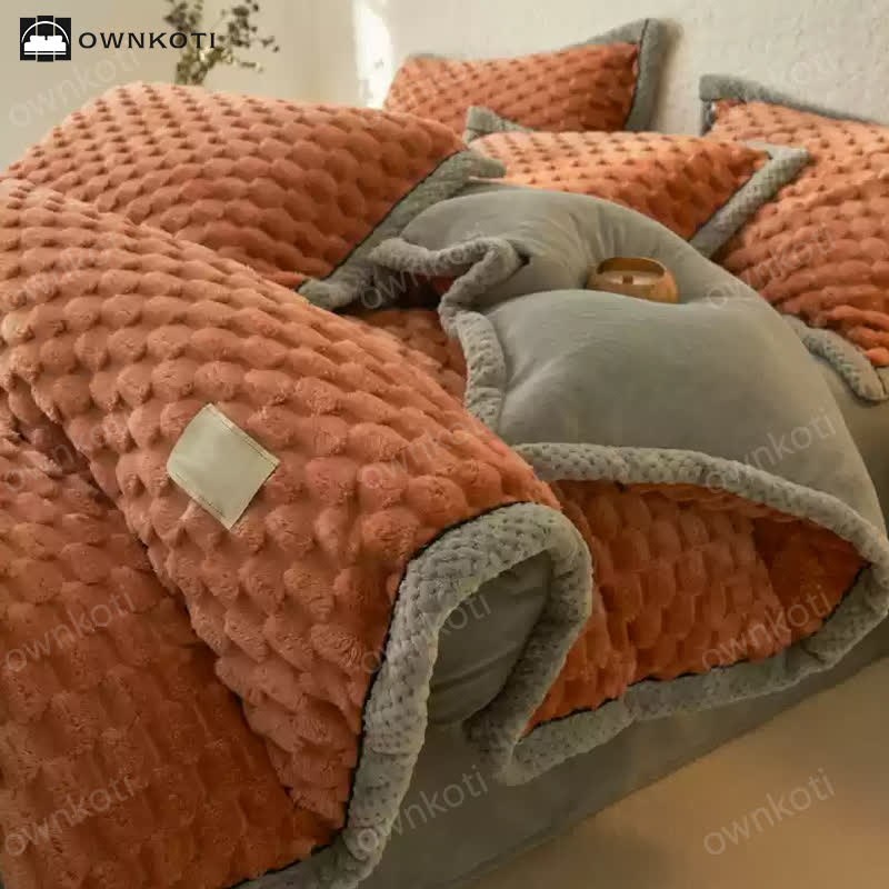 Set di biancheria da letto con copripiumino in morbida flanella (4 pezzi)