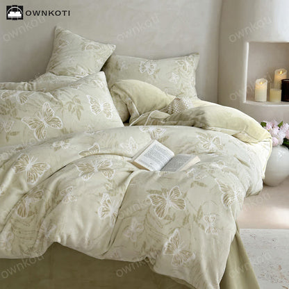 Set di biancheria da letto caldo in velluto a farfalla (4 pezzi)