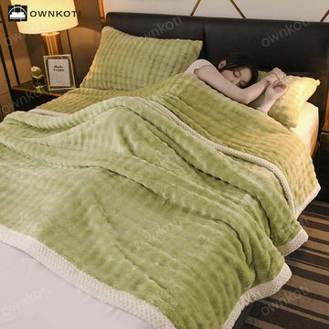 Coperta in pile morbido reversibile tinta unita