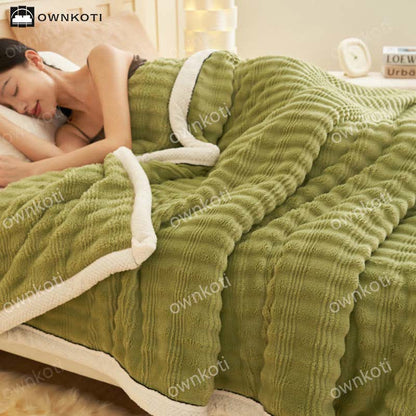 Coperta in pile con trama a onde jacquard