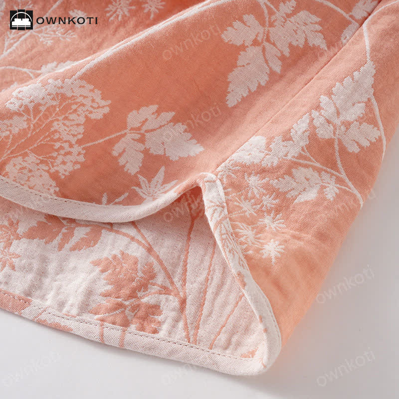 Completo pigiama in puro cotone tinto in filo jacquard