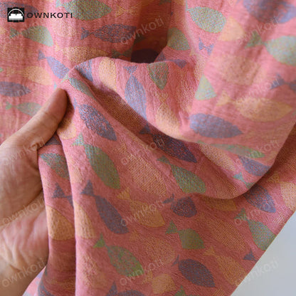 Pigiama in garza di cotone Jacquard Fish