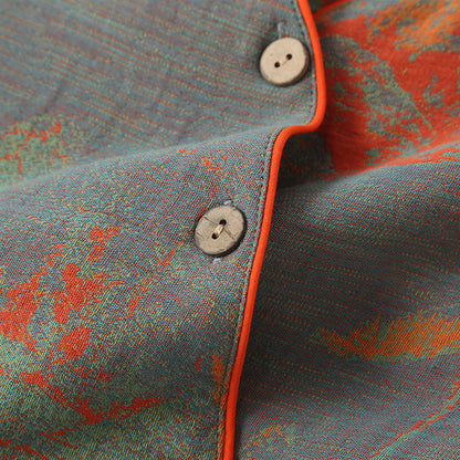 Pigiama a maniche lunghe in garza di cotone jacquard