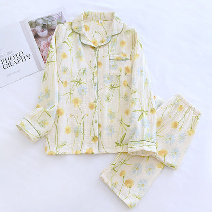 Pigiama in cardigan di garza di cotone Rural Daisy