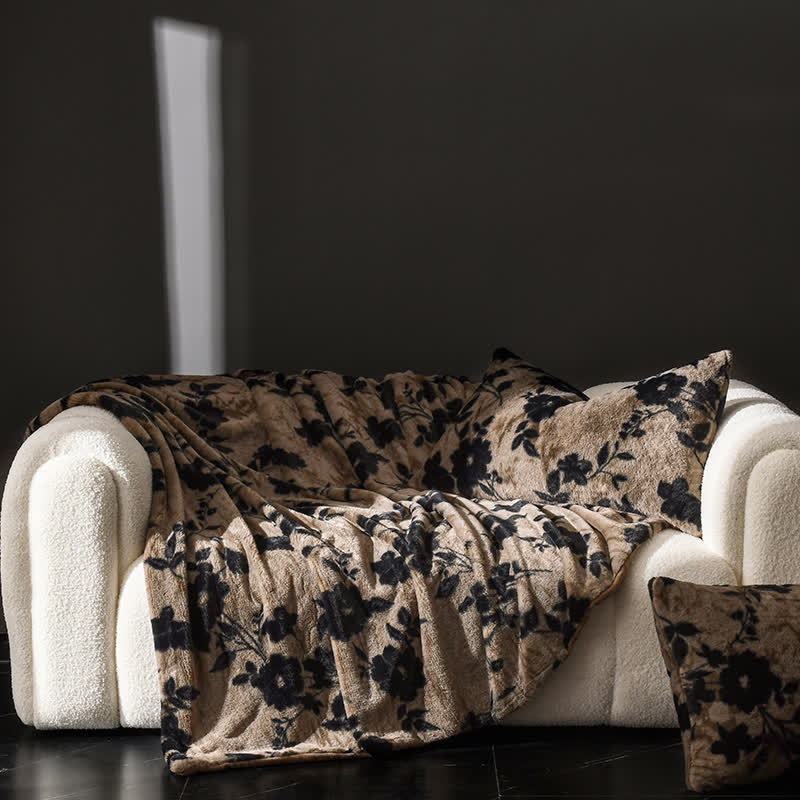 Coperta da divano in velluto con motivo floreale vintage