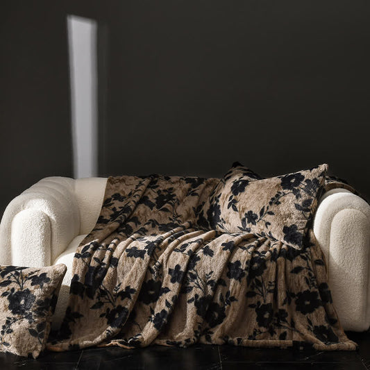 Coperta da divano in velluto con motivo floreale vintage
