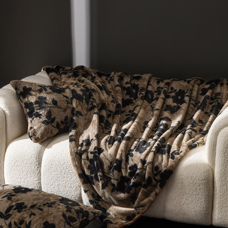 Coperta da divano in velluto con motivo floreale vintage
