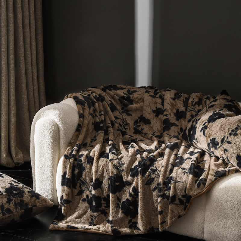 Coperta da divano in velluto con motivo floreale vintage