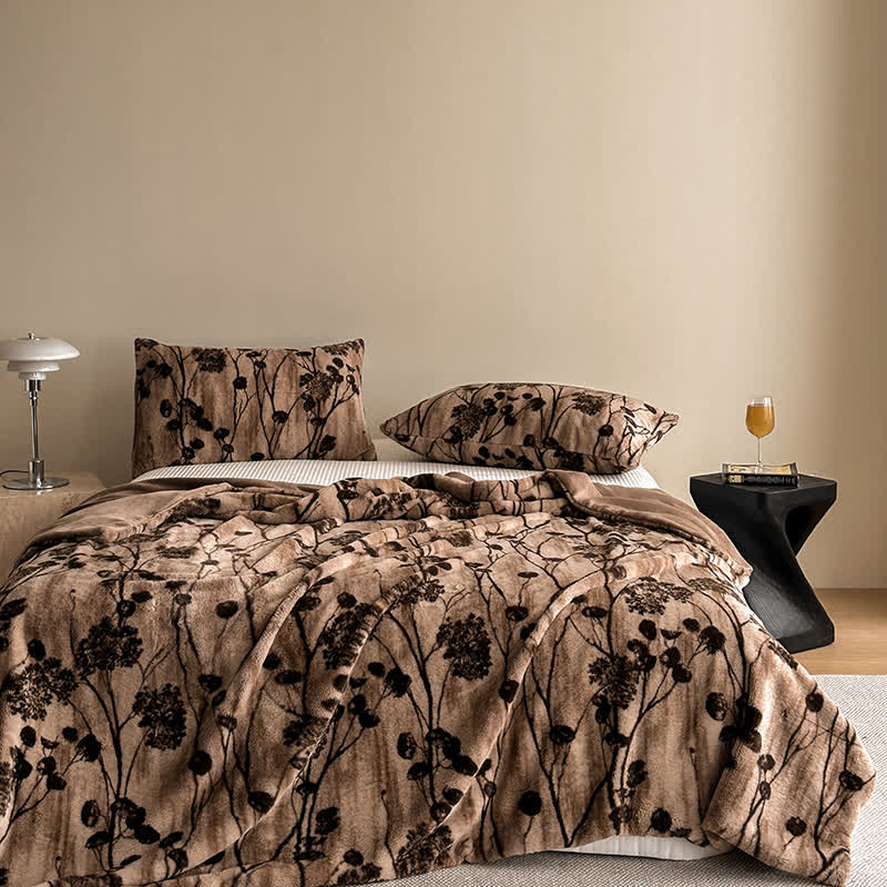 Coperta da divano in velluto con motivo floreale rustico