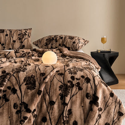 Coperta da divano in velluto con motivo floreale rustico