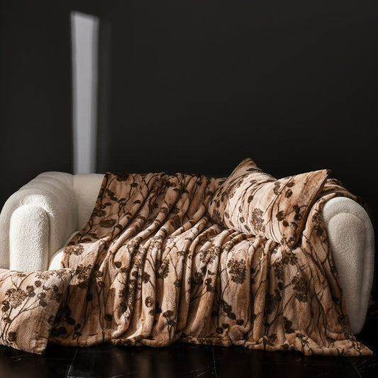 Coperta da divano in velluto con motivo floreale rustico