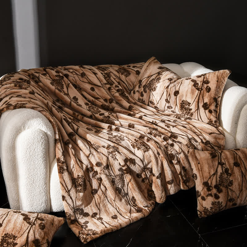 Coperta da divano in velluto con motivo floreale rustico