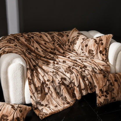 Coperta da divano in velluto con motivo floreale rustico