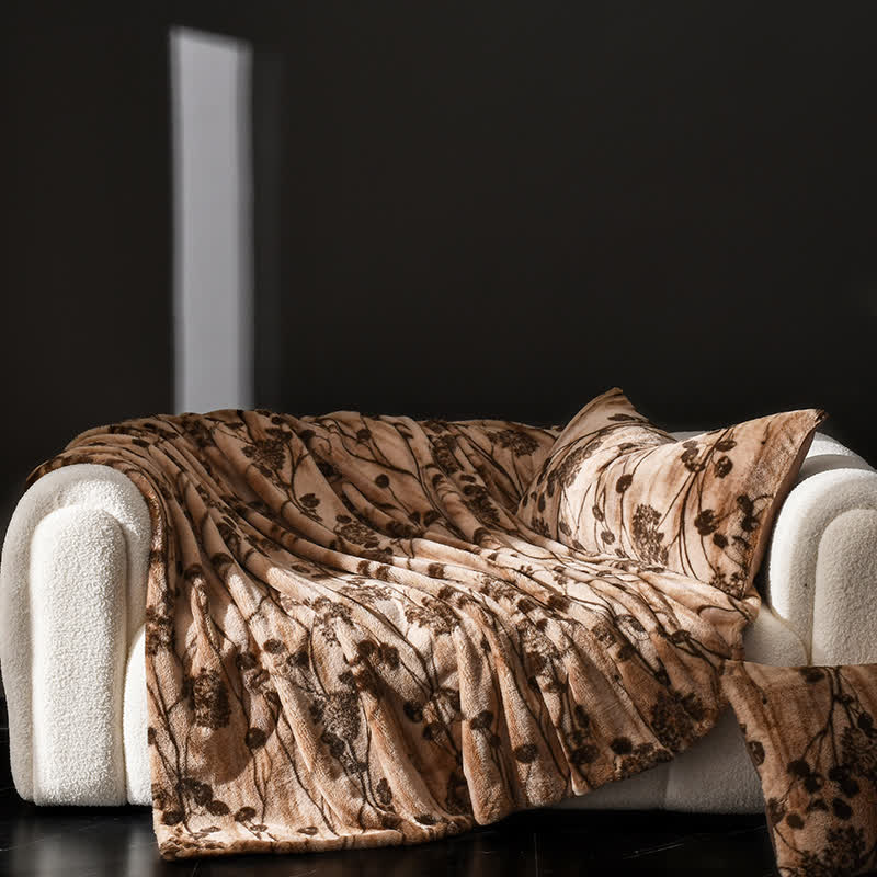 Coperta da divano in velluto con motivo floreale rustico