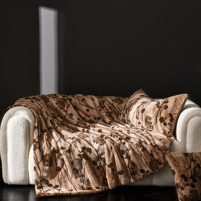 Coperta da divano in velluto con motivo floreale rustico