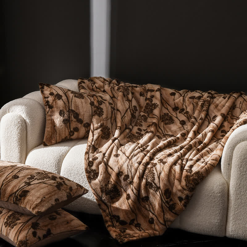 Coperta da divano in velluto con motivo floreale rustico