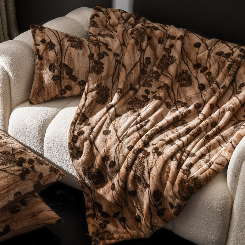 Coperta da divano in velluto con motivo floreale rustico