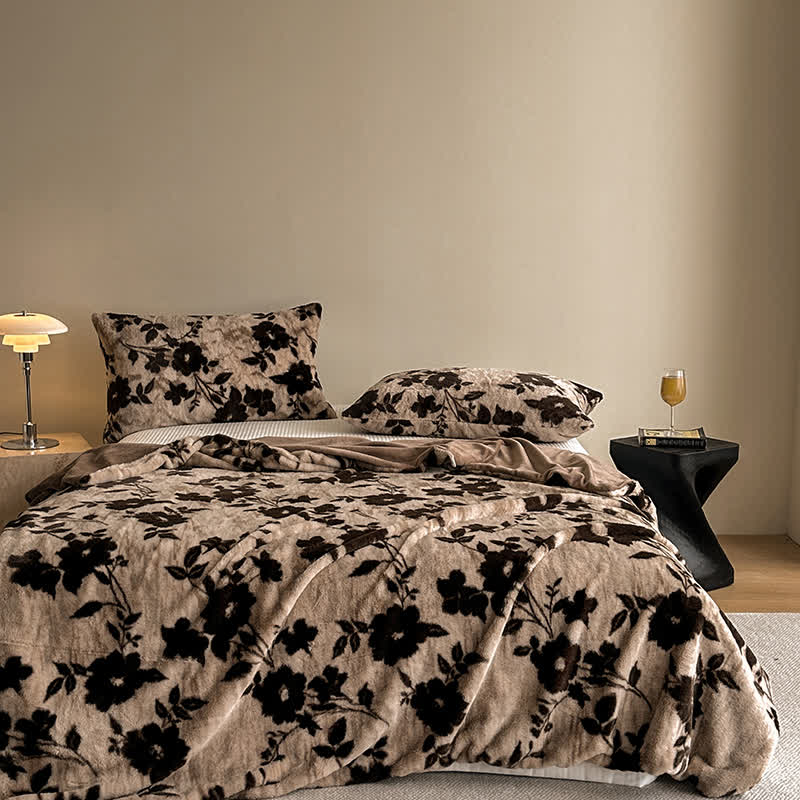 Coperta da divano in velluto con motivo floreale vintage