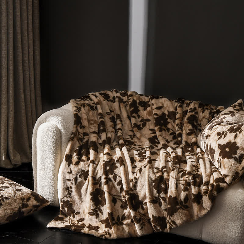 Coperta da divano in velluto con motivo floreale vintage
