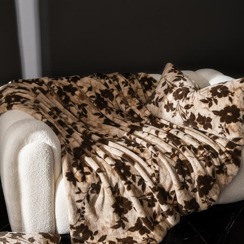 Coperta da divano in velluto con motivo floreale vintage