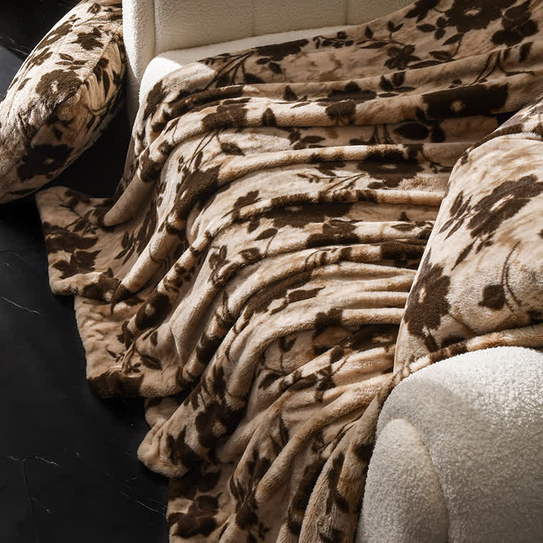 Coperta da divano in velluto con motivo floreale vintage