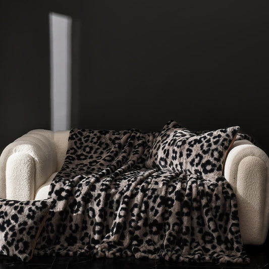 Coperta per divano in velluto caldo con stampa leopardata