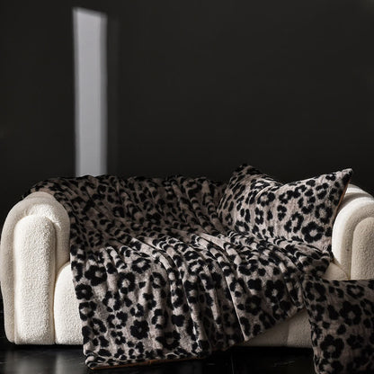 Coperta per divano in velluto caldo con stampa leopardata