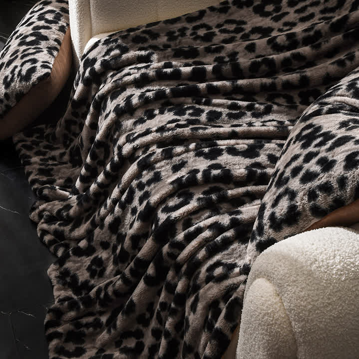 Coperta per divano in velluto caldo con stampa leopardata