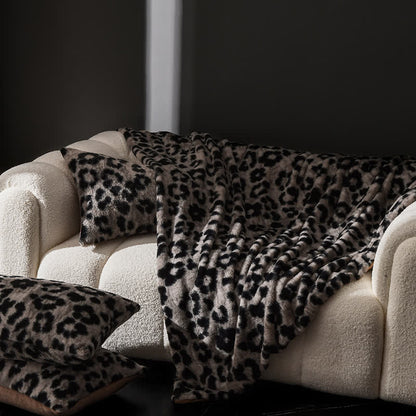 Coperta per divano in velluto caldo con stampa leopardata