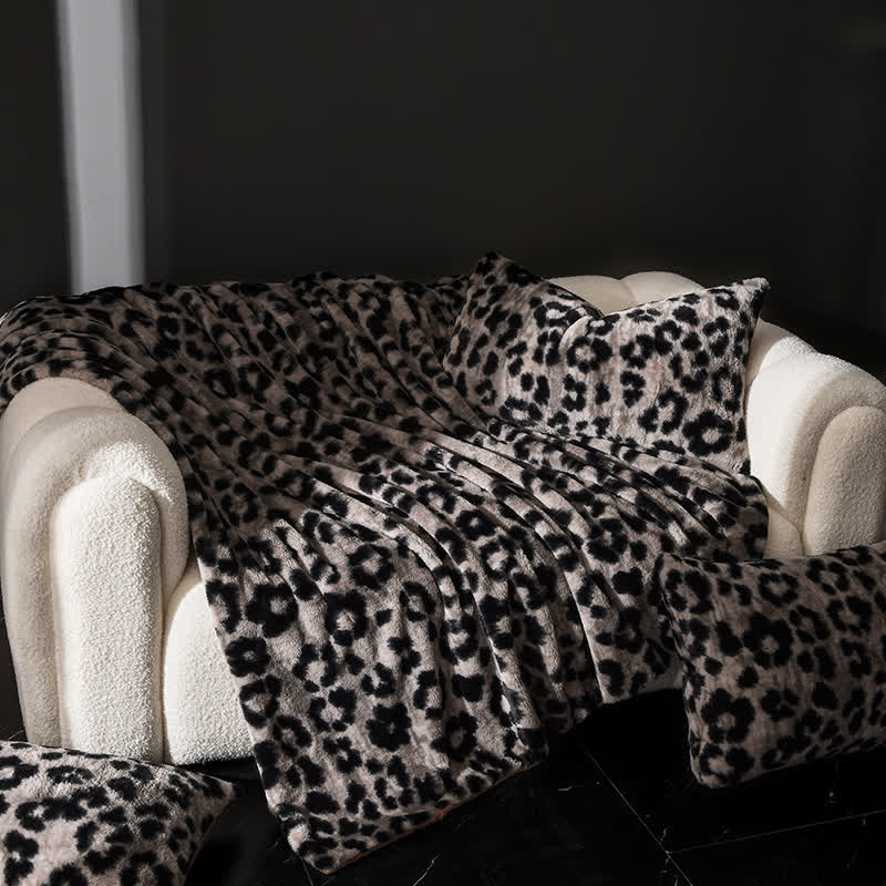 Coperta per divano in velluto caldo con stampa leopardata