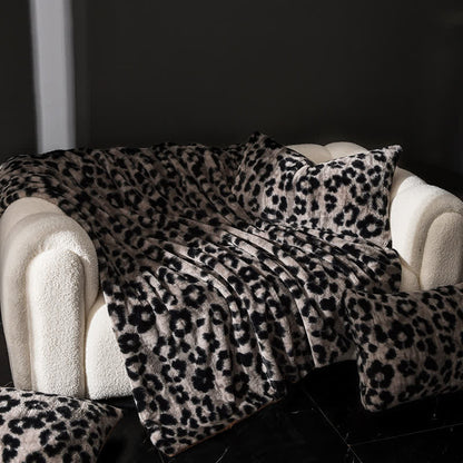 Coperta per divano in velluto caldo con stampa leopardata