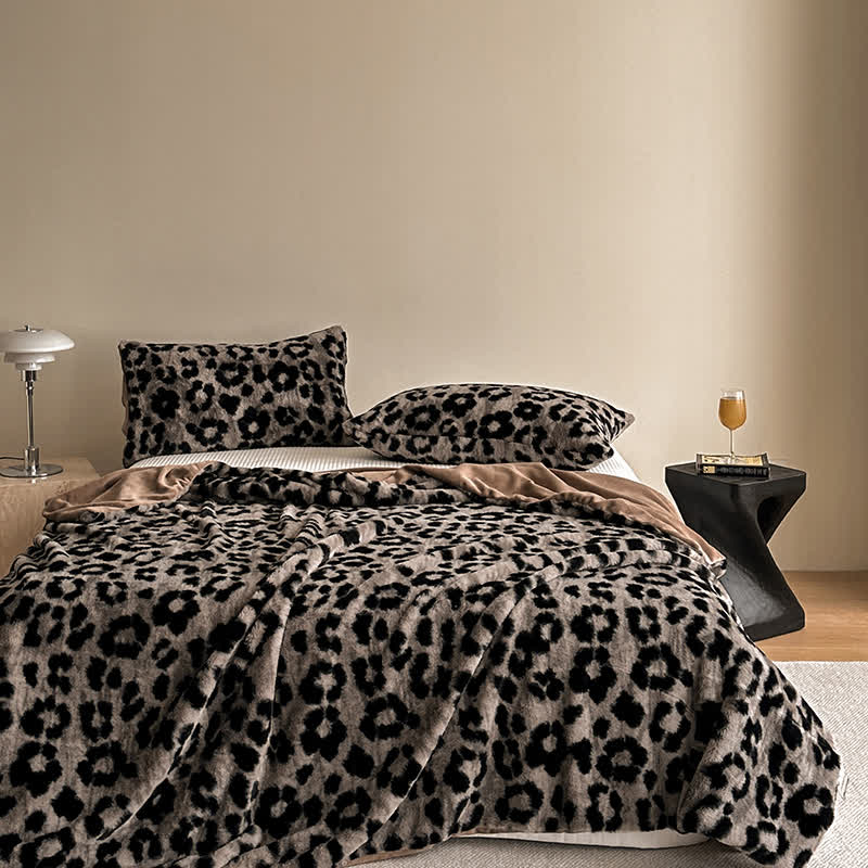 Coperta per divano in velluto caldo con stampa leopardata