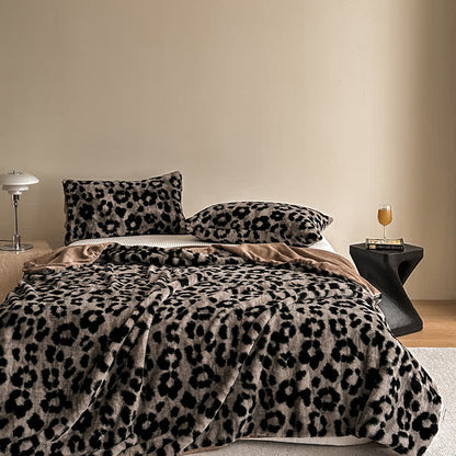 Coperta per divano in velluto caldo con stampa leopardata