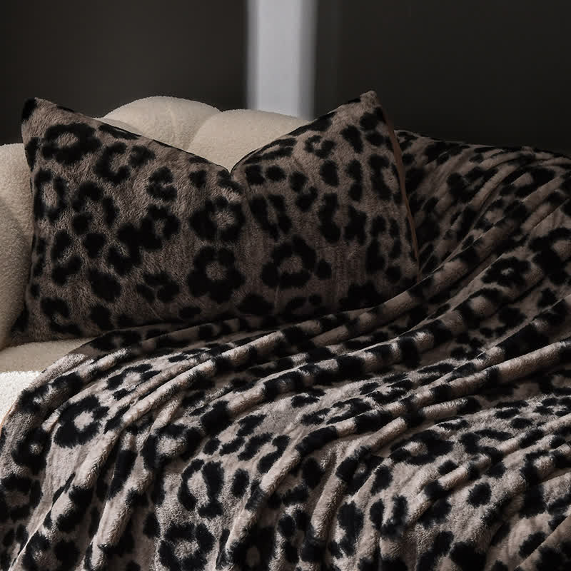 Coperta per divano in velluto caldo con stampa leopardata
