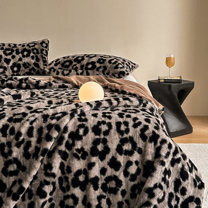 Coperta per divano in velluto caldo con stampa leopardata