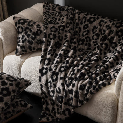 Coperta per divano in velluto caldo con stampa leopardata