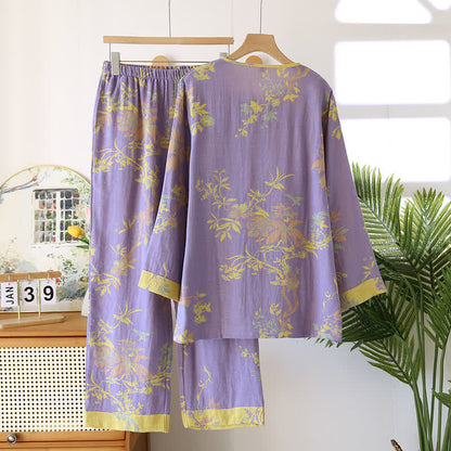 Elegante pigiama in jacquard tinto in filo floreale