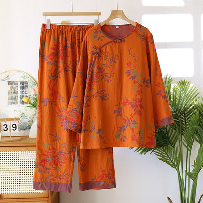 Elegante pigiama in jacquard tinto in filo floreale