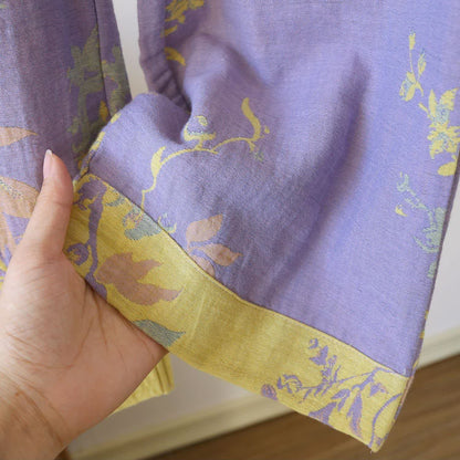 Elegante pigiama in jacquard tinto in filo floreale