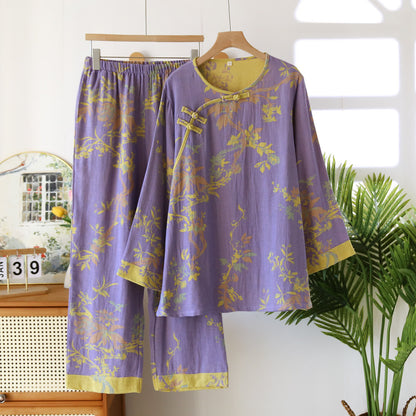 Elegante pigiama in jacquard tinto in filo floreale