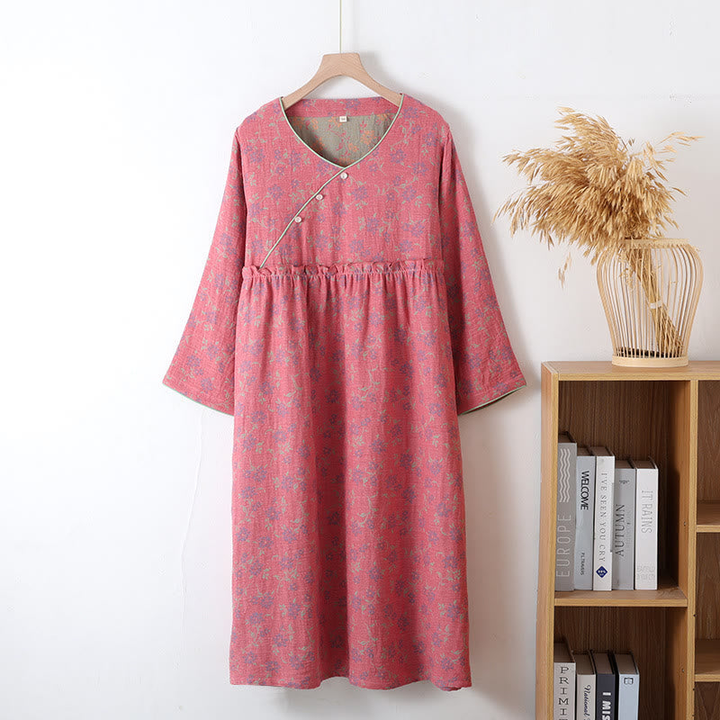 Camicia da notte in morbido cotone jacquard tinto in filo