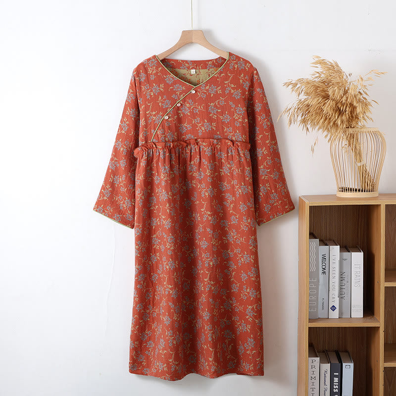 Camicia da notte in morbido cotone jacquard tinto in filo