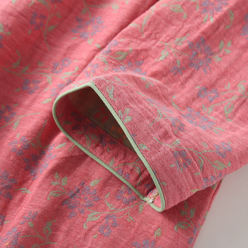 Camicia da notte in morbido cotone jacquard tinto in filo