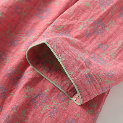 Camicia da notte in morbido cotone jacquard tinto in filo