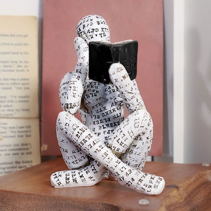 Statua della donna pensatrice che legge, decorazione per libreria